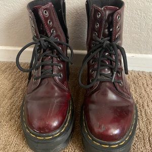 Cherry red platform vegan leather jadon dr.martens